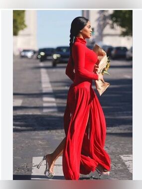 CouCoo Parbat Dress Cherry Juice Red Maxi Dress NWT Size Large